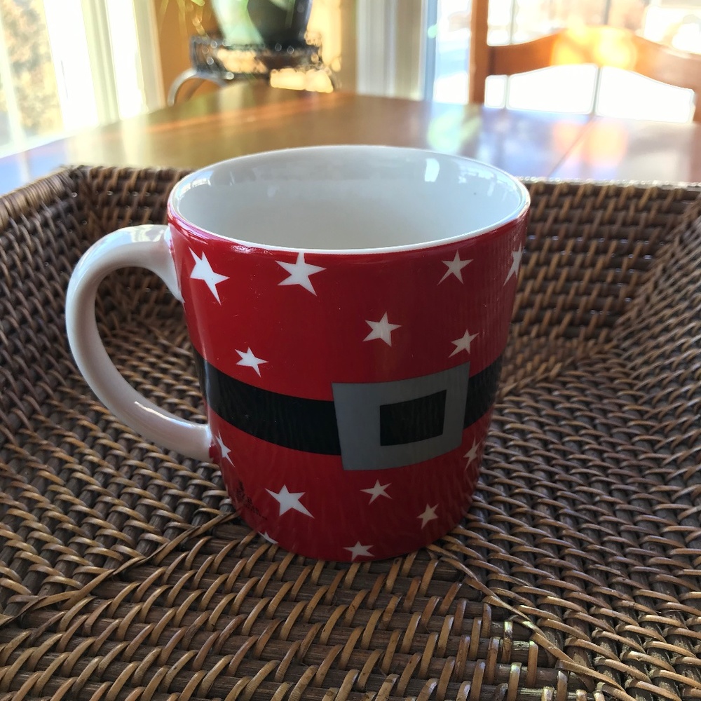 Cyprus Home Cypress Santa Suit Coffee Mug with Belt, Stars, Red & Black